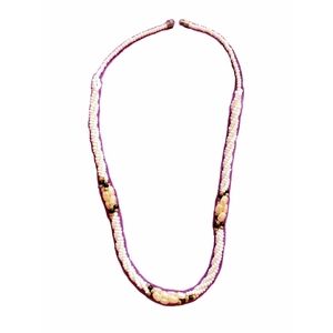 Vtg 80’s Freshwater Pearl Rice Nugget White Black Gold Braided Beads Necklace